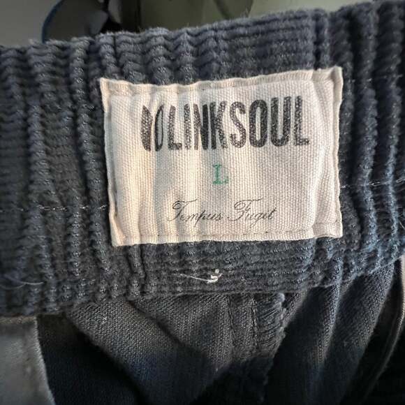 Linksoul Blue Grey Corduroy Drawstring Flat Front Pants - Picture 5 of 6